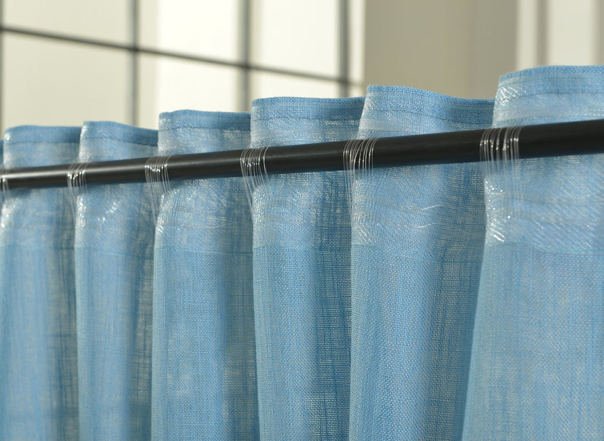 Vorhang Schal verdeckte Schlaufen >>Linene<< blickdicht Leinen Optik Natur Grobfaser (HxB) Lanhaus Stil schwere Qualität 20445 Vorhang 20445_tArkis_7 | girdainenbox.com