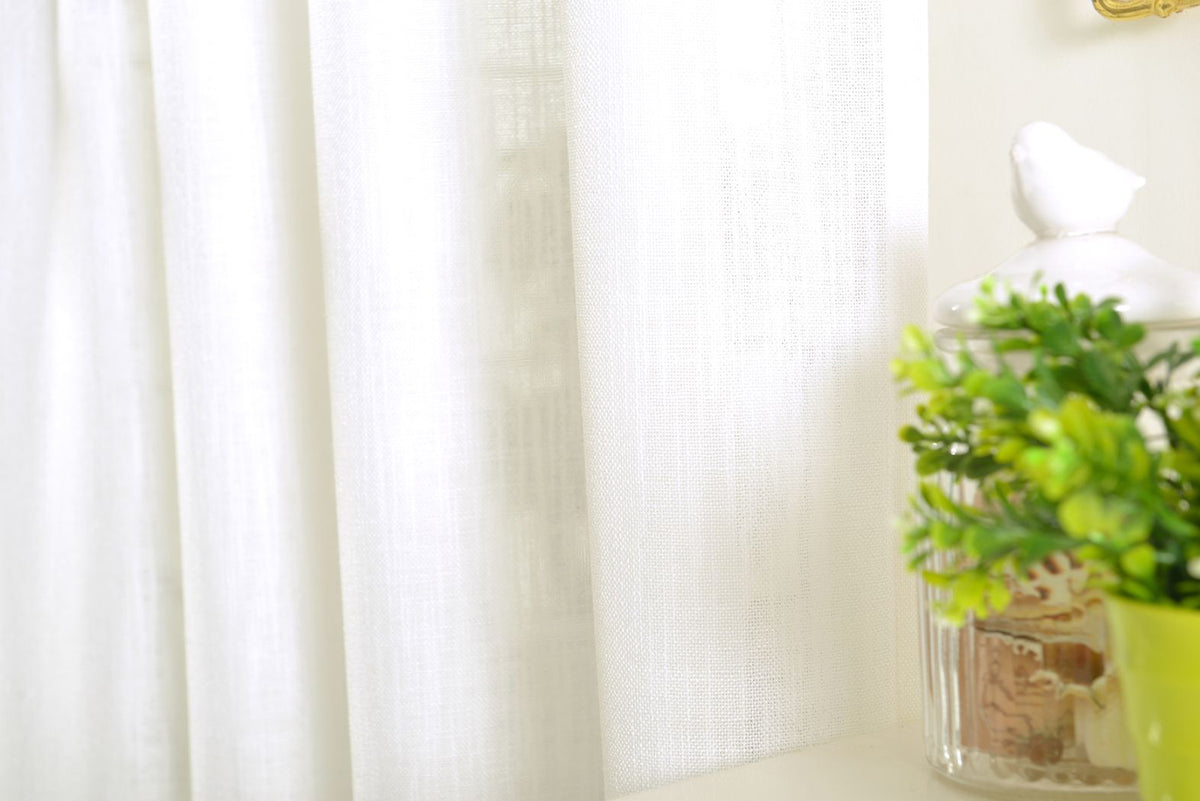 Vorhang Schal verdeckte Schlaufen >>Linene<< blickdicht Leinen Optik Natur Grobfaser (HxB) Lanhaus Stil schwere Qualität 20445 Vorhang 20445_weiss_10 | girdainenbox.com
