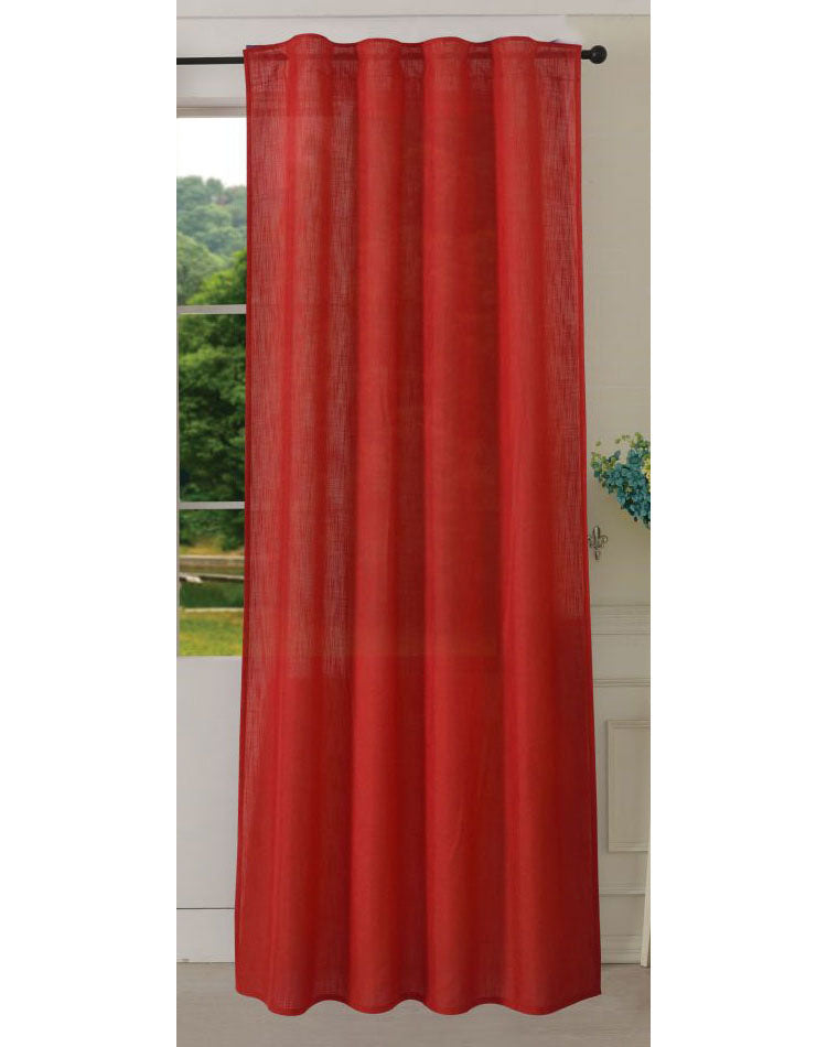 Vorhang Schal verdeckte Schlaufen >>Linene<< blickdicht Leinen Optik Natur Grobfaser (HxB) Lanhaus Stil schwere Qualität 20445 Rot Vorhang 20445rot | girdainenbox.com