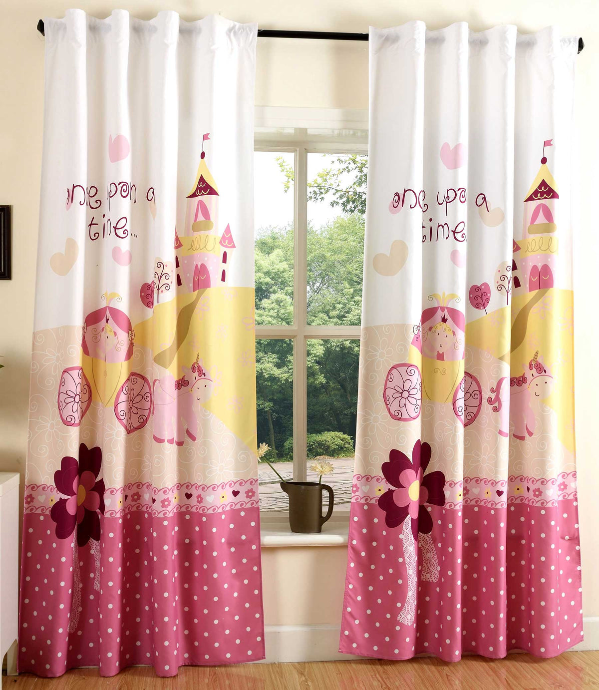 Vorhang Schal blickdicht verdeckte Schlaufen Universalband Digitaldruck (Höhe x Breite cm) 204902 Prinzessin 2 Stück 245x140 Vorhang Set 204902prinzessin | girdainenbox.com
