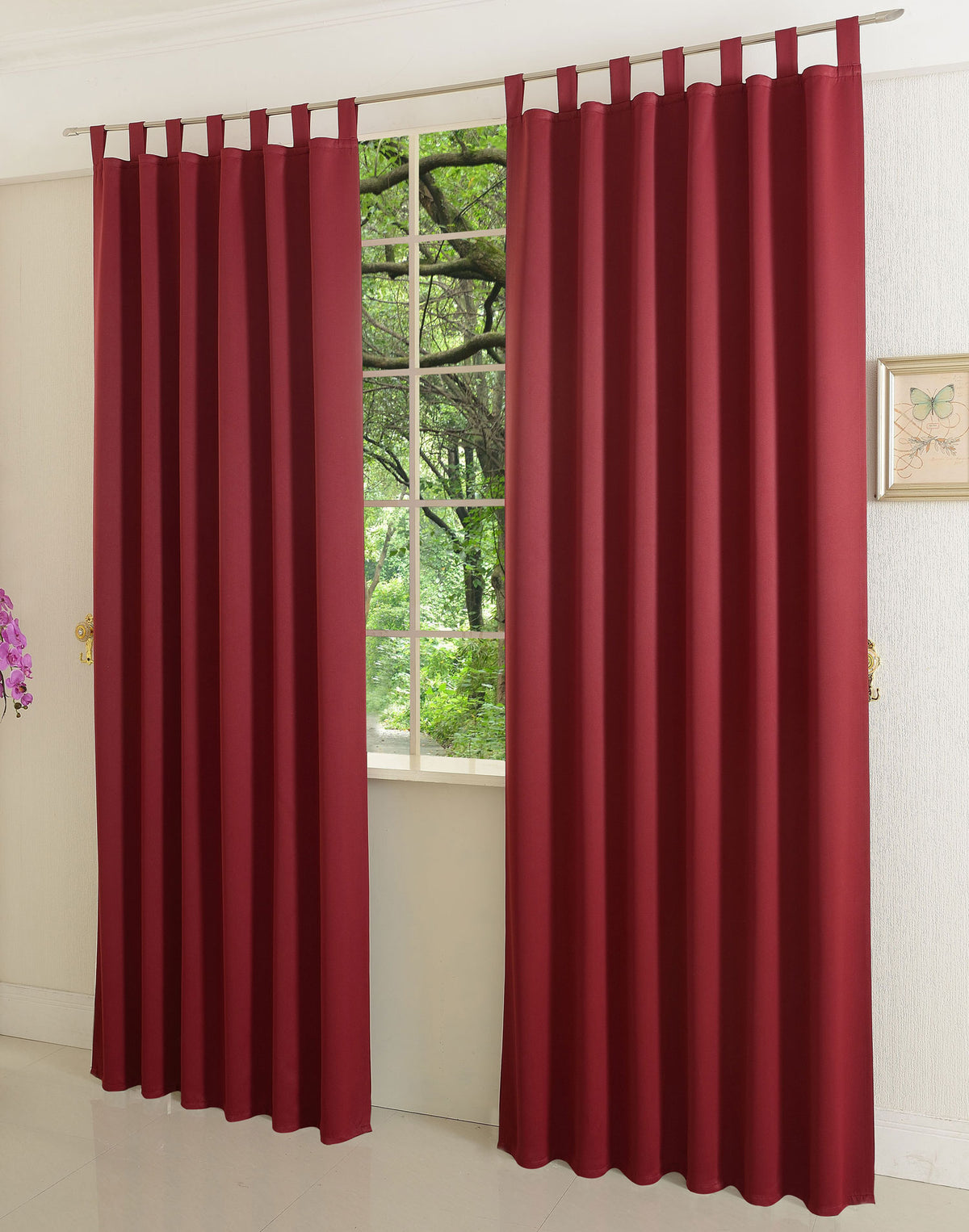 Verdunkelungsvorhag mit Schlaufen matt uni Farben aus weichfallenden blickdichten Stoff blickdicht Blackout 20610 Bordeaux 245x135 (HxB) Vorhang 20610bordeaux | girdainenbox.com