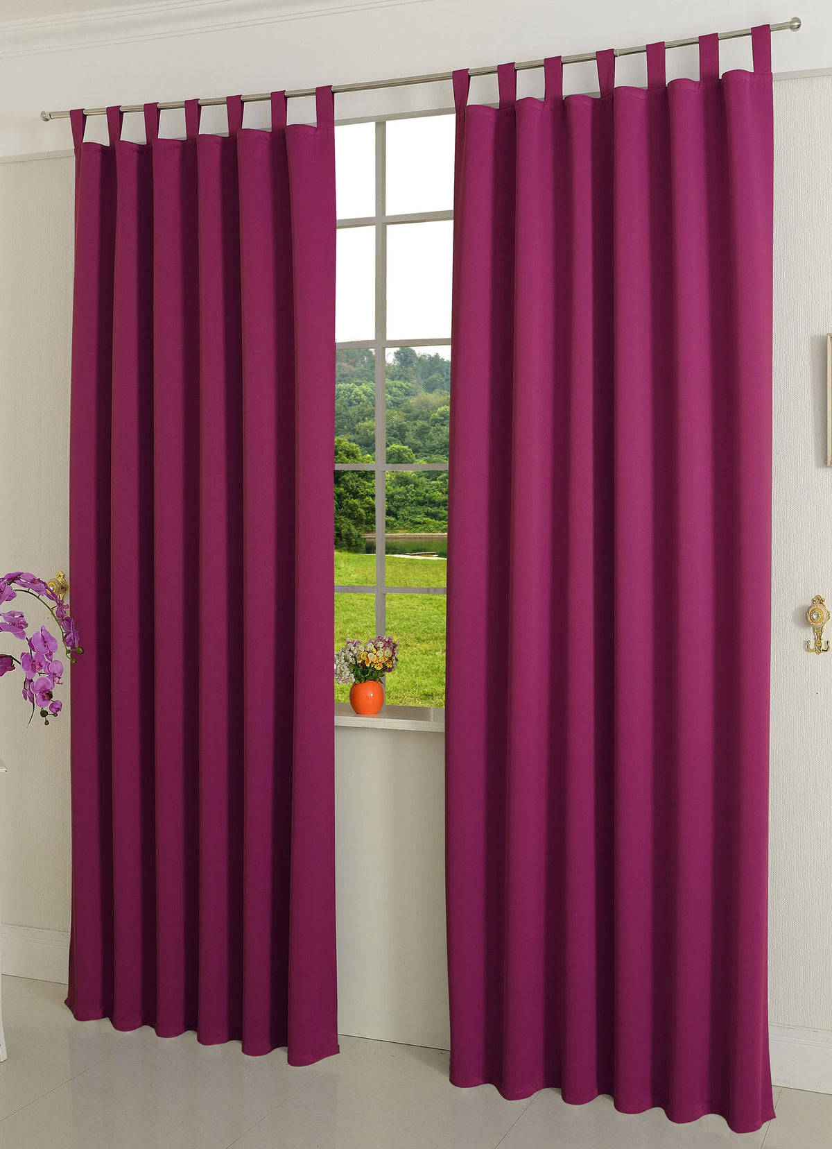 Verdunkelungsvorhag mit Schlaufen matt uni Farben aus weichfallenden blickdichten Stoff blickdicht Blackout 20610 Himbeere 245x135 (HxB) Vorhang 20610himbeere | girdainenbox.com