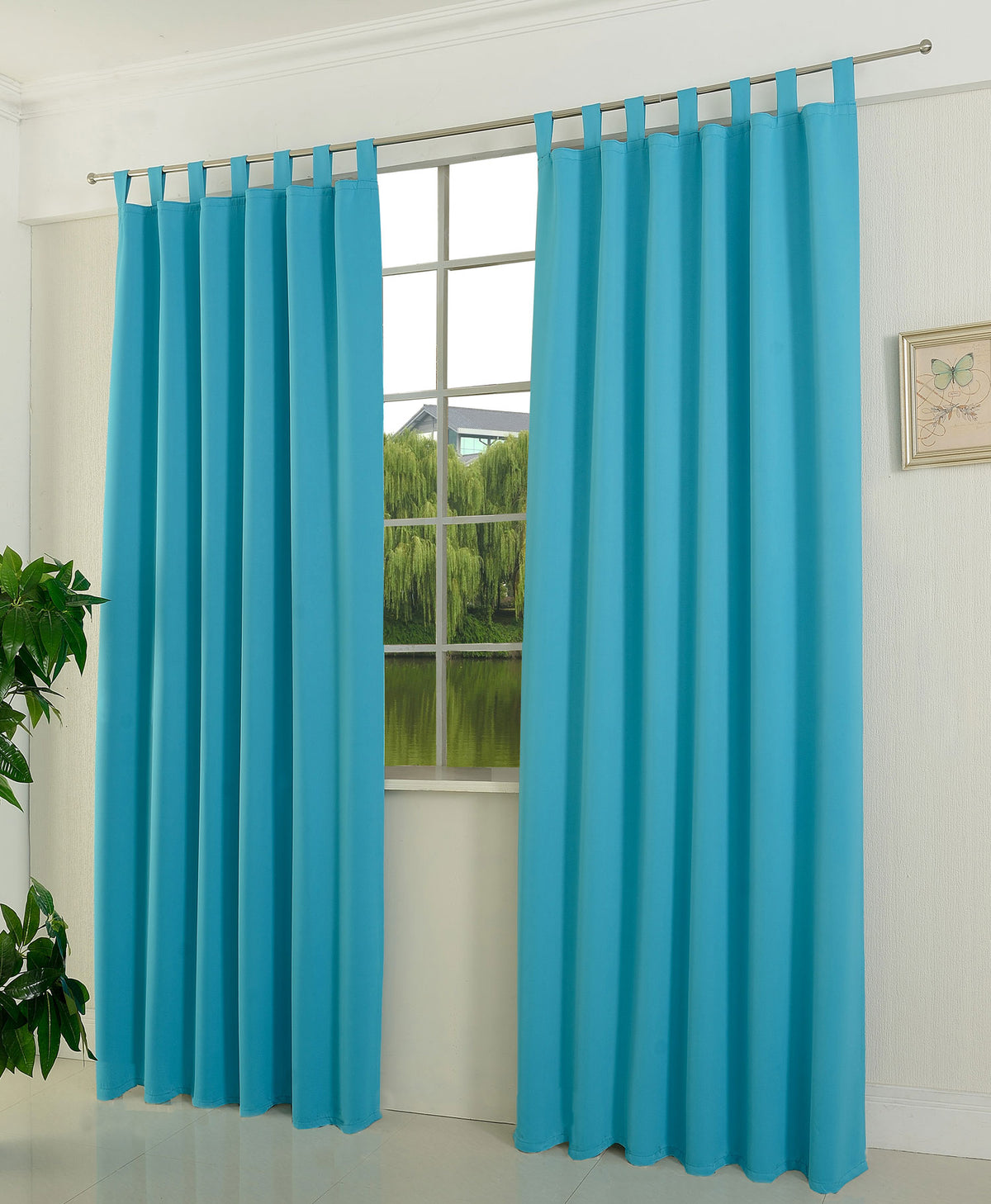 Verdunkelungsvorhag mit Schlaufen matt uni Farben aus weichfallenden blickdichten Stoff blickdicht Blackout 20610 Türkis 245x135 (HxB) Vorhang 20610tuerkis | girdainenbox.com