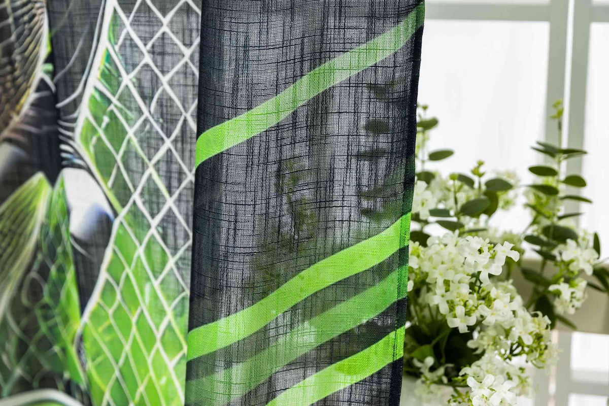 2er Set Vorhang Ösen Grobfaser »Seoul Collection« Digital Druck Ösen Linenlook-Struktur Halbransparent Blickdicht Gardinen Vorhang 3F3A5998 | girdainenbox.com