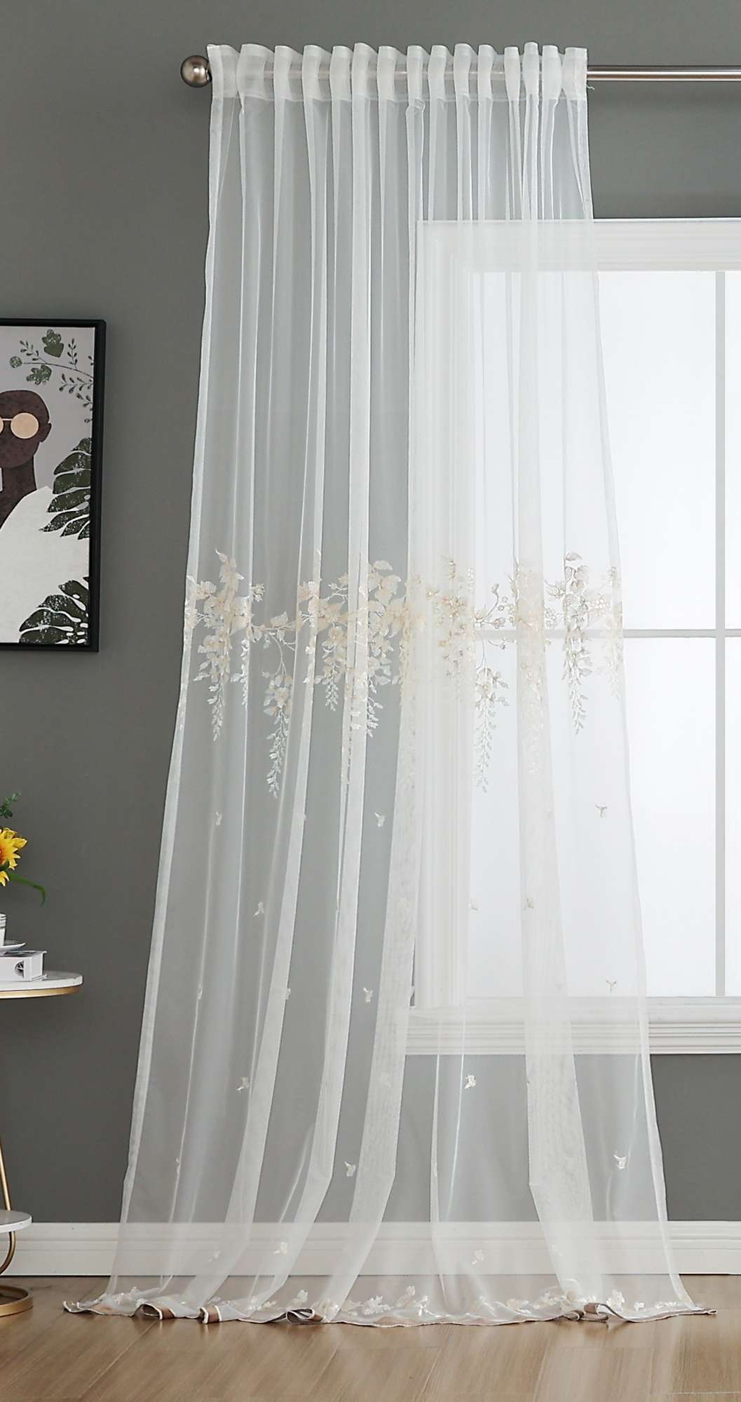 Gardine Raschel Stickerei Design »Florenz« Multiband für Gardinenschiene und Gardinenstange Elegante Fensterdekoration 2023200 Gardinenschal 593A0164-1 | girdainenbox.com