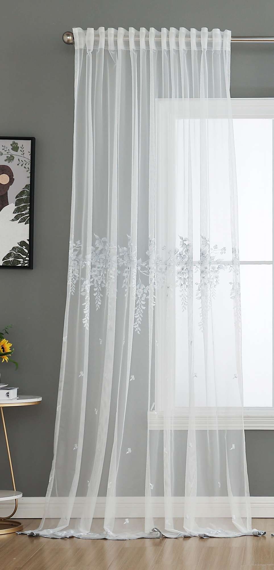 Gardine Raschel Stickerei Design »Florenz« Multiband für Gardinenschiene und Gardinenstange Elegante Fensterdekoration 2023200 Gardinenschal 593A0194-1 | girdainenbox.com
