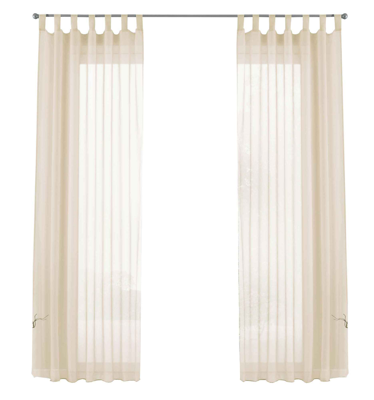 2er-Pack Gardinen Transparent Vorhang Set Wohnzimmer Voile Schlaufenschal mit Bleibandabschluß 61000CN Gardinen Set 61000CNcreme-frei | girdainenbox.com
