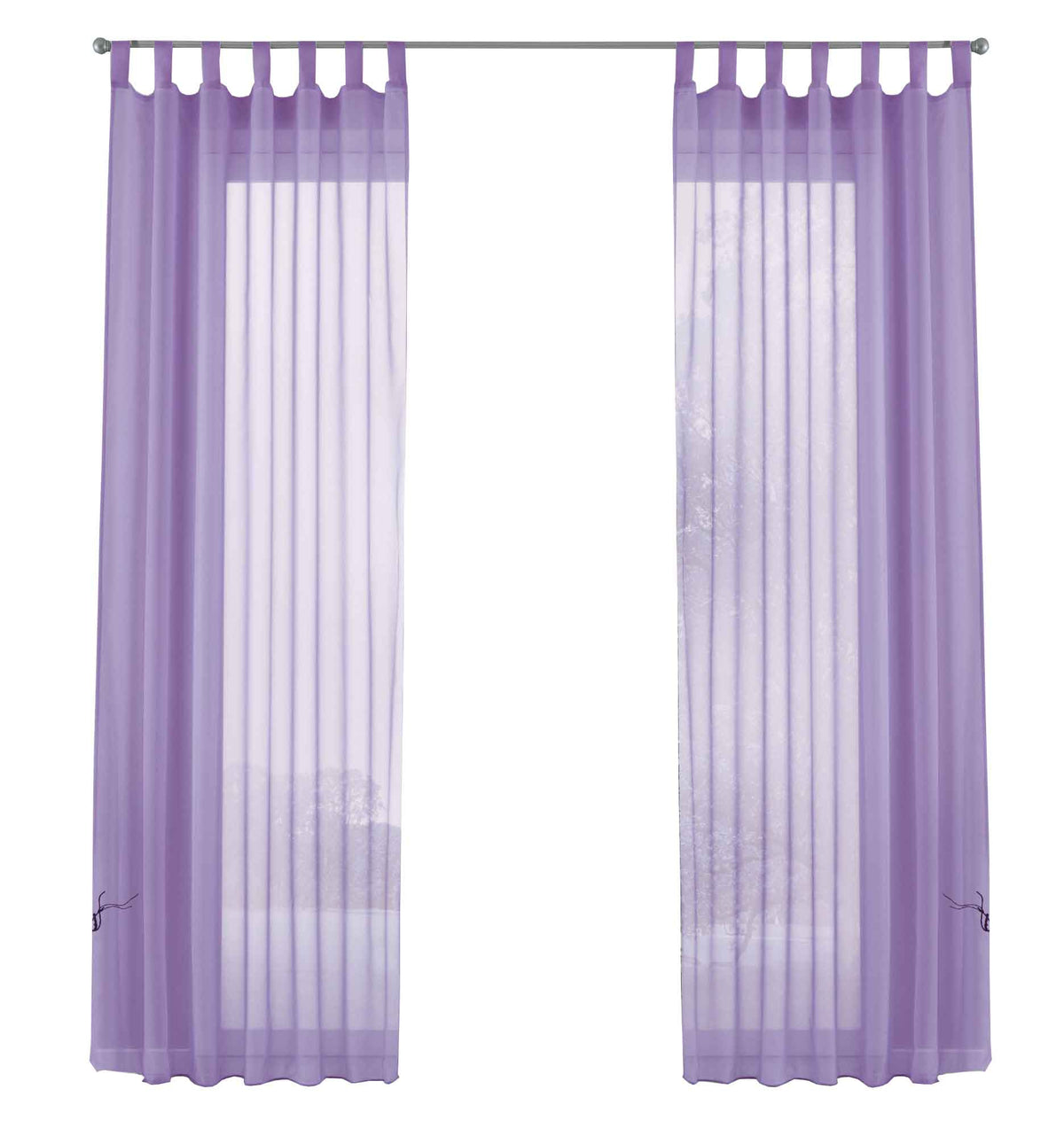 2er-Pack Gardinen Transparent Vorhang Set Wohnzimmer Voile Schlaufenschal mit Bleibandabschluß 61000CN Gardinen Set 61000CNflieder-frei | girdainenbox.com