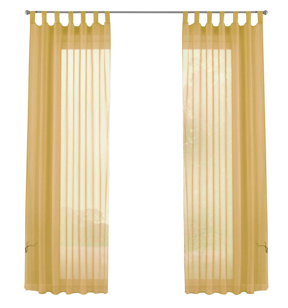 2er-Pack Gardinen Transparent Vorhang Set Wohnzimmer Voile Schlaufenschal mit Bleibandabschluß 61000CN Gardinen Set 61000CNgelb-frei | girdainenbox.com