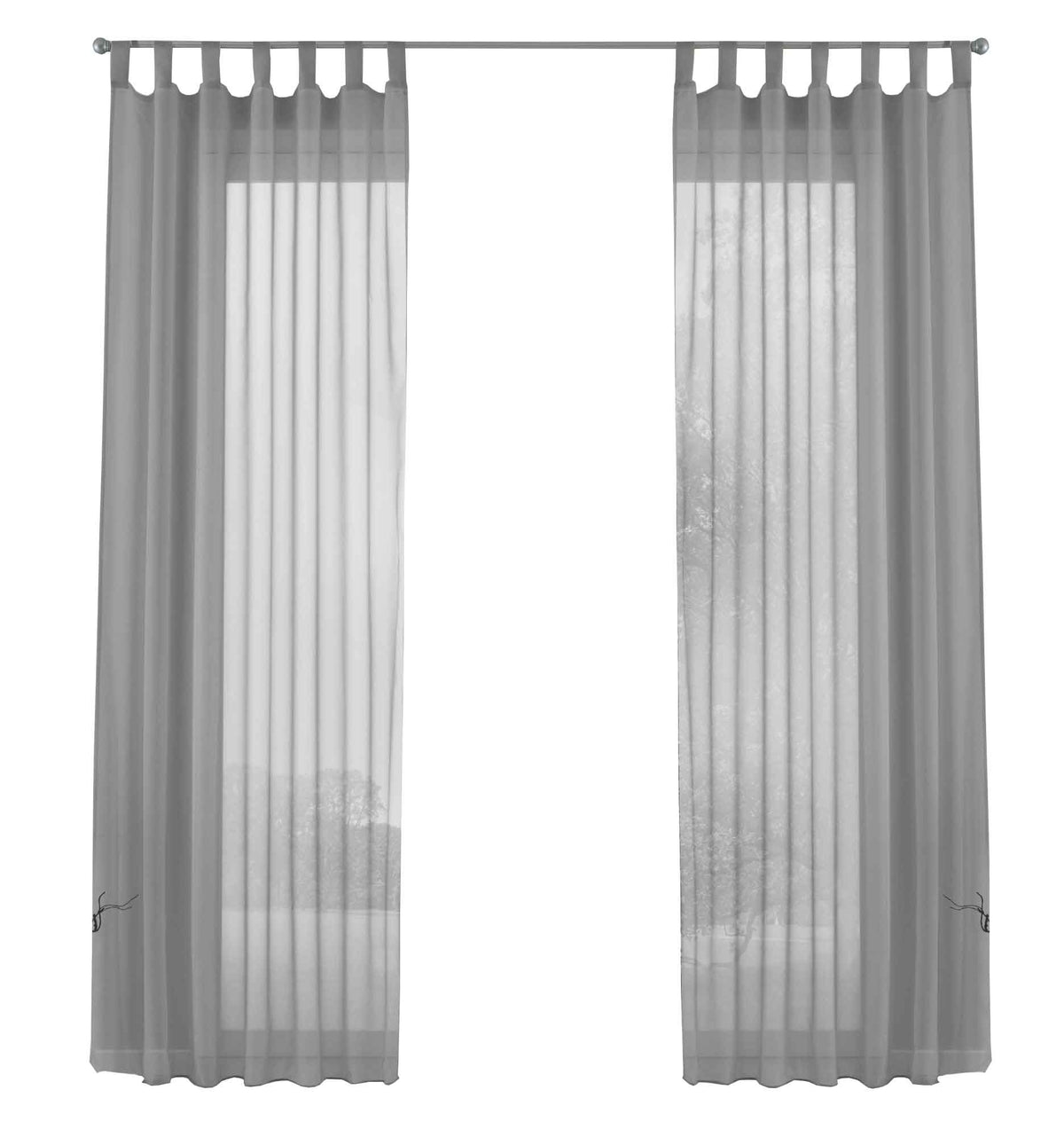 2er-Pack Gardinen Transparent Vorhang Set Wohnzimmer Voile Schlaufenschal mit Bleibandabschluß 61000CN Gardinen Set 61000CNgrau-frei | girdainenbox.com