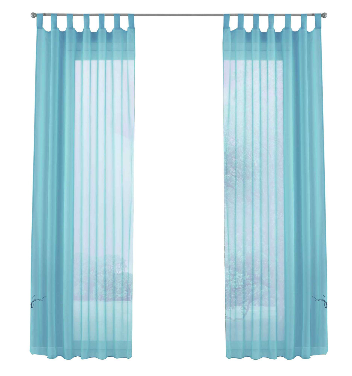 2er-Pack Gardinen Transparent Vorhang Set Wohnzimmer Voile Schlaufenschal mit Bleibandabschluß 61000CN Gardinen Set 61000CNhellblau-frei | girdainenbox.com