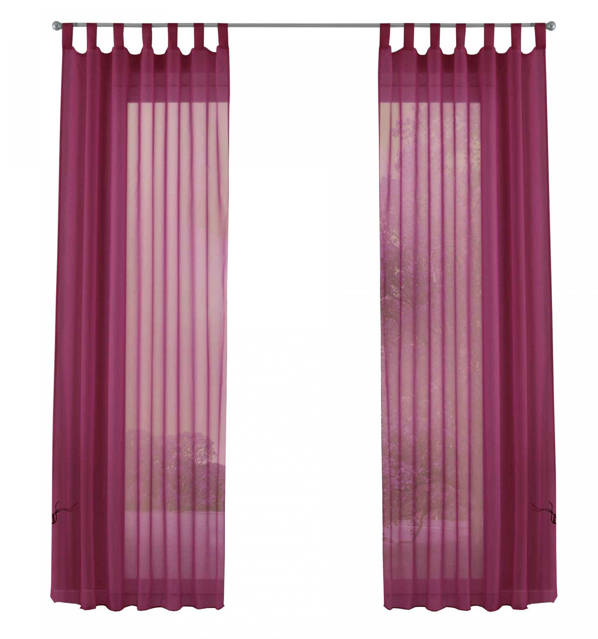 2er-Pack Gardinen Transparent Vorhang Set Wohnzimmer Voile Schlaufenschal mit Bleibandabschluß 61000CN Gardinen Set 61000CNhimbeere-frei | girdainenbox.com
