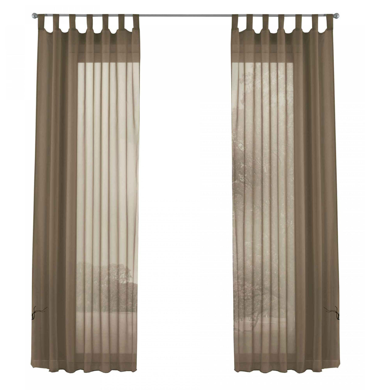 2er-Pack Gardinen Transparent Vorhang Set Wohnzimmer Voile Schlaufenschal mit Bleibandabschluß 61000CN Gardinen Set 61000CNnougat-frei | girdainenbox.com