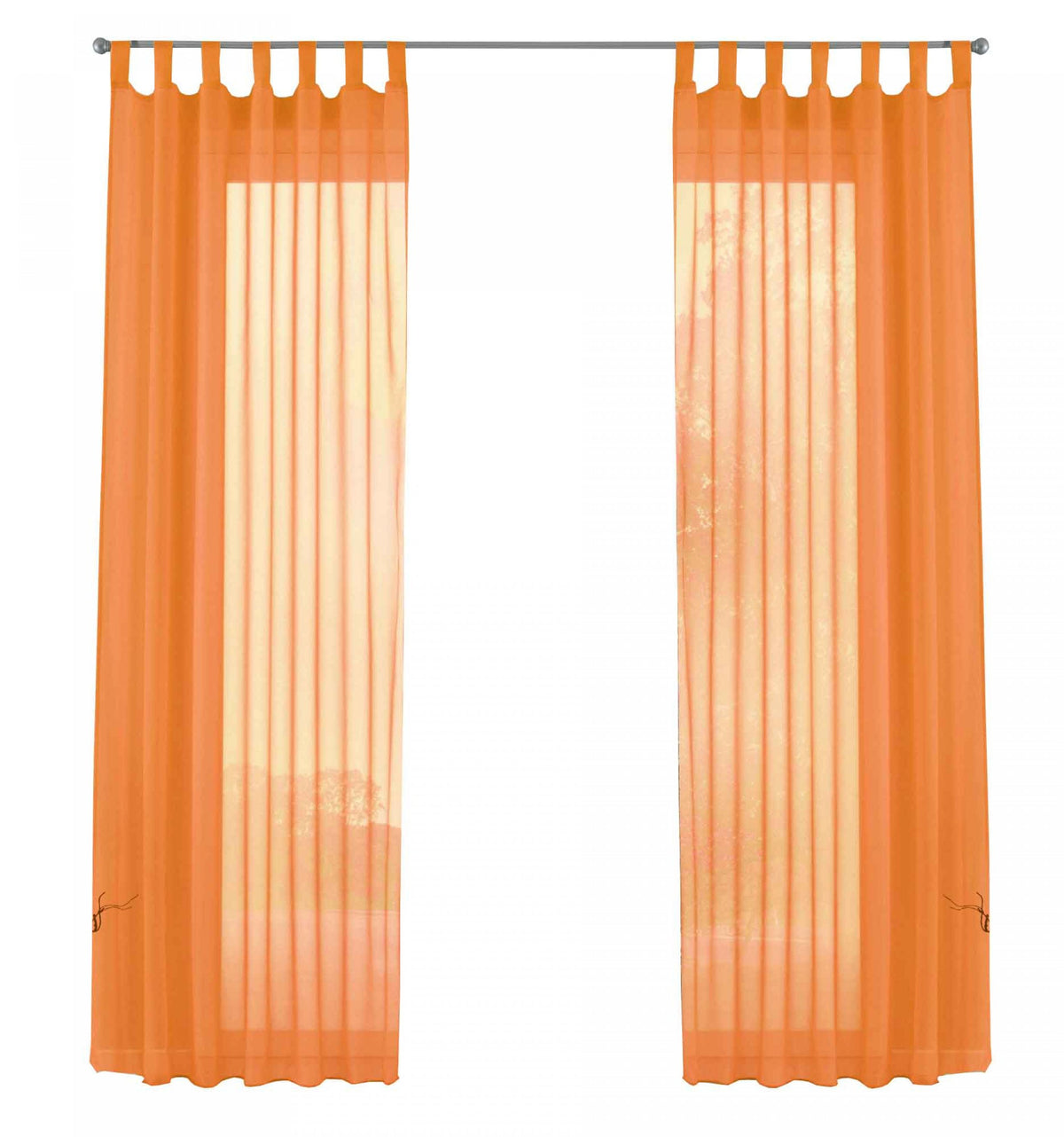 2er-Pack Gardinen Transparent Vorhang Set Wohnzimmer Voile Schlaufenschal mit Bleibandabschluß 61000CN Gardinen Set 61000CNorange-frei | girdainenbox.com