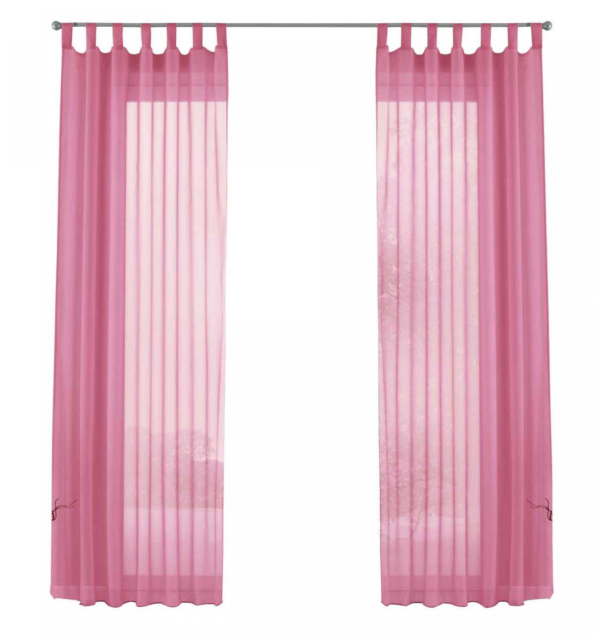 2er-Pack Gardinen Transparent Vorhang Set Wohnzimmer Voile Schlaufenschal mit Bleibandabschluß 61000CN Gardinen Set 61000CNrosa-frei | girdainenbox.com