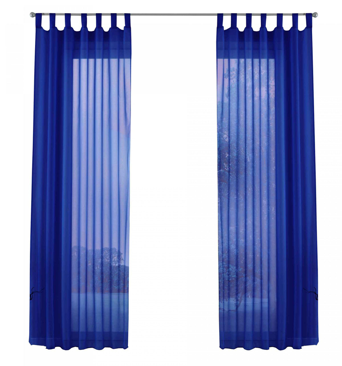 2er-Pack Gardinen Transparent Vorhang Set Wohnzimmer Voile Schlaufenschal mit Bleibandabschluß 61000CN Gardinen Set 61000CNroyalblau-frei | girdainenbox.com
