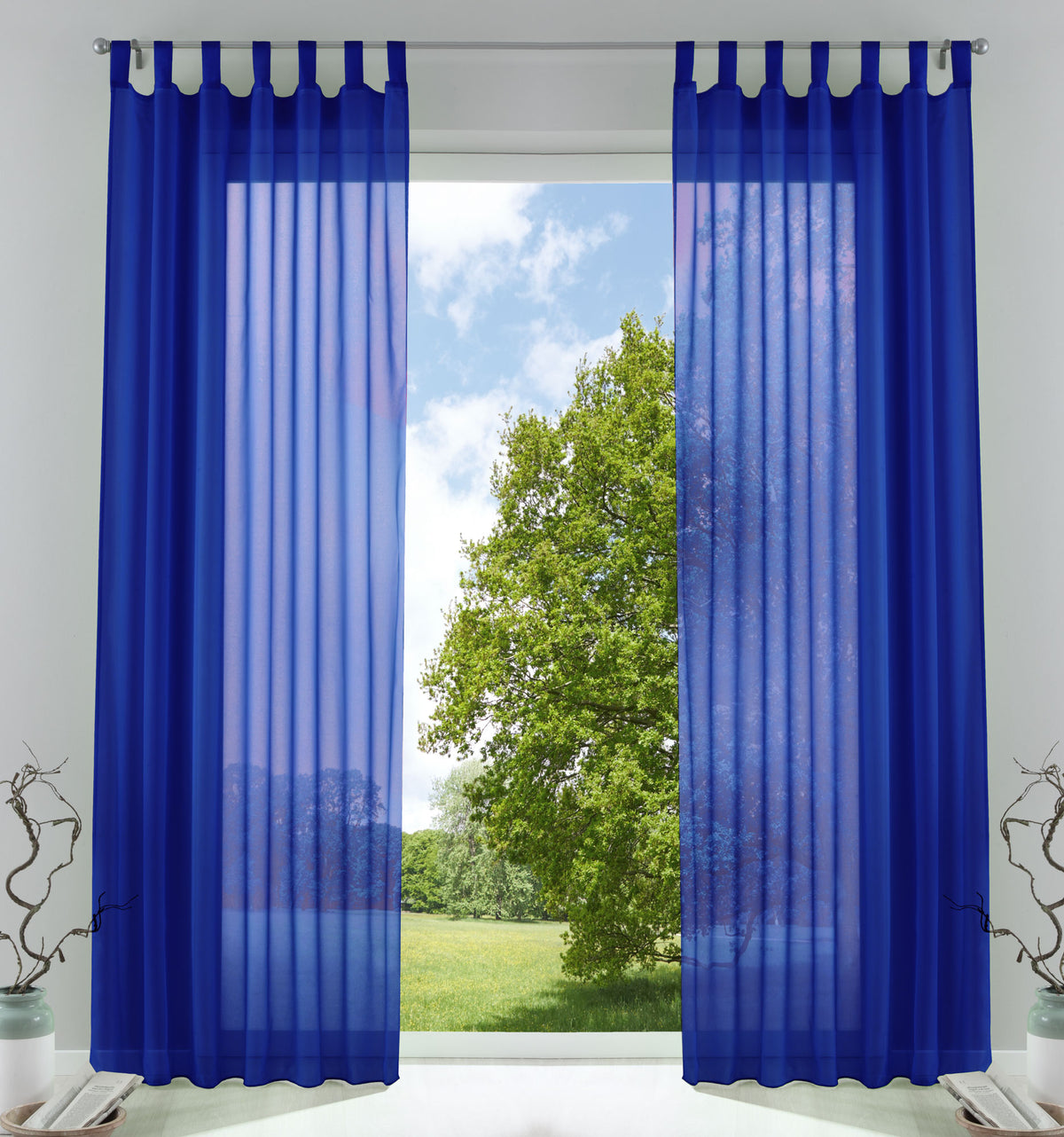 2er-Pack Gardinen Transparent Vorhang Set Wohnzimmer Voile Schlaufenschal mit Bleibandabschluß 61000CN Royalblau HxB 225x140 cm Gardinen Set 61000CNroyalblau_1dbfab88-ca08-4a3e-8b25-a12409ef3b79 | girdainenbox.com
