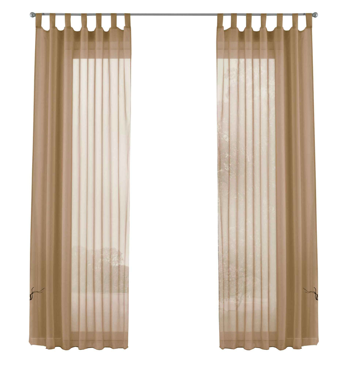 2er-Pack Gardinen Transparent Vorhang Set Wohnzimmer Voile Schlaufenschal mit Bleibandabschluß 61000CN Gardinen Set 61000CNsand-frei | girdainenbox.com