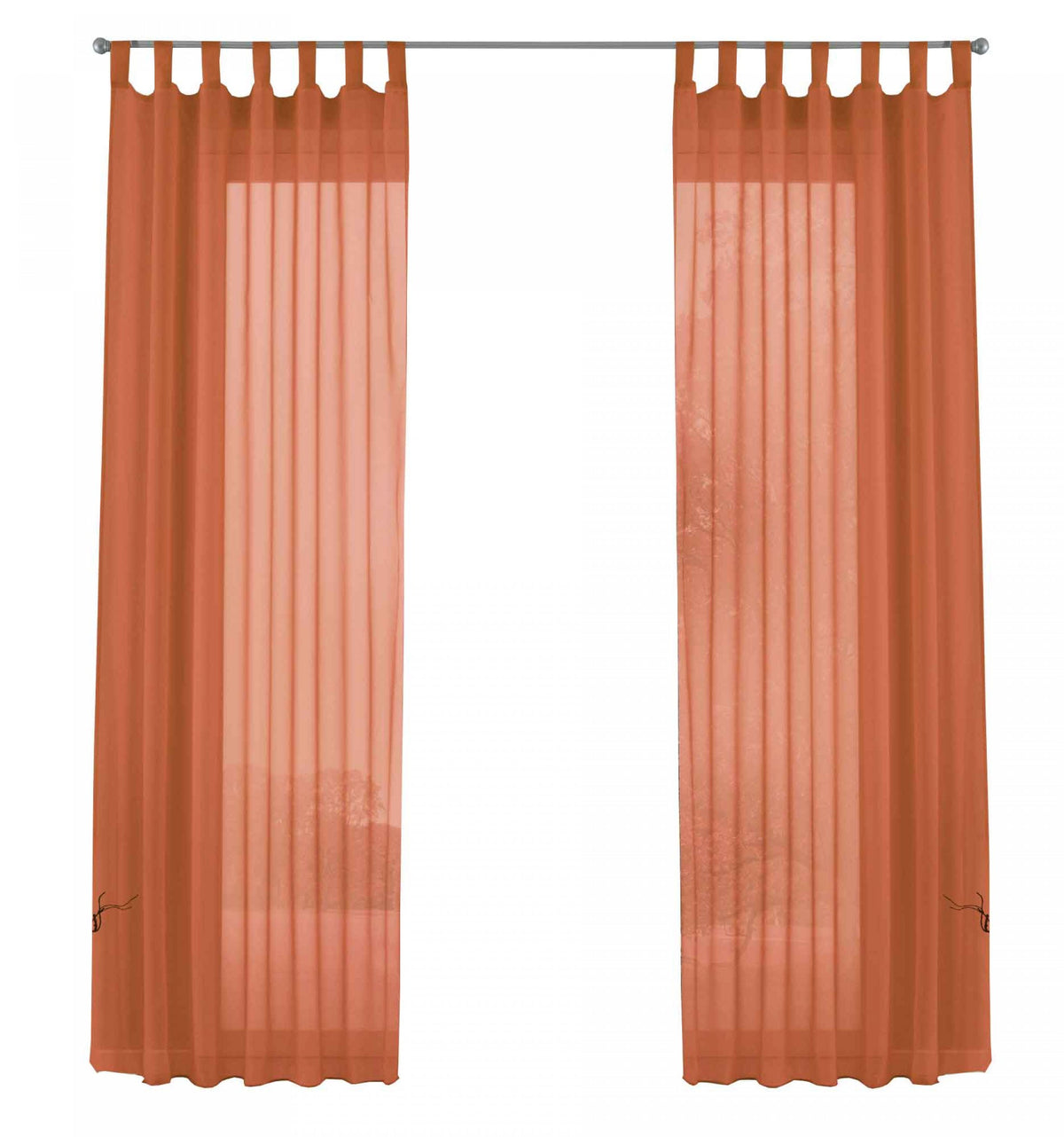 2er-Pack Gardinen Transparent Vorhang Set Wohnzimmer Voile Schlaufenschal mit Bleibandabschluß 61000CN Gardinen Set 61000CNterrakotta-frei | girdainenbox.com