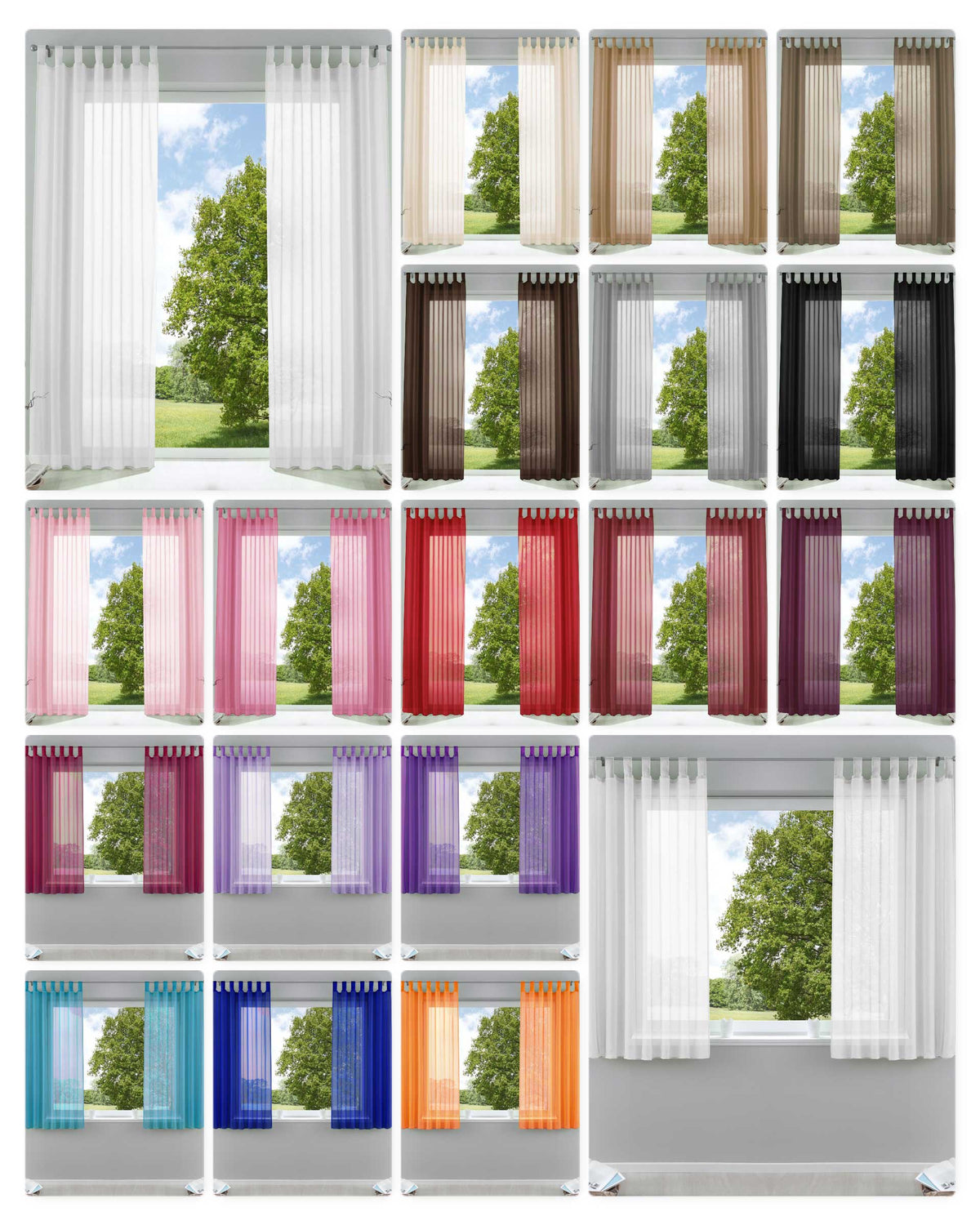 2er-Pack Gardinen Transparent Vorhang Set Wohnzimmer Voile Schlaufenschal mit Bleibandabschluß 61000CN Gardinen Set 61000CNvar_c5e70e9a-6b02-4dea-9261-e187460eac45 | girdainenbox.com