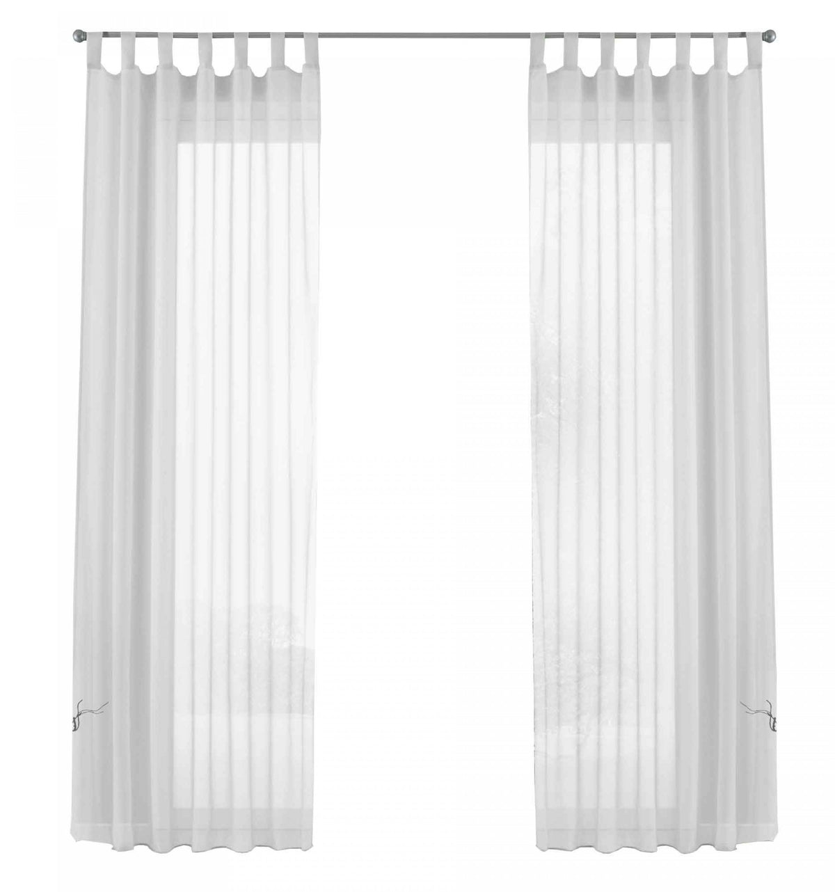 2er-Pack Gardinen Transparent Vorhang Set Wohnzimmer Voile Schlaufenschal mit Bleibandabschluß 61000CN Gardinen Set 61000CNweiss-frei | girdainenbox.com