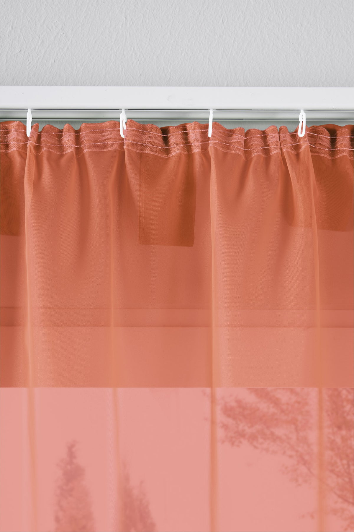 2er-Pack Gardinen Transparent Vorhang Set Wohnzimmer Voile Schlaufenschal mit Bleibandabschluß 61000CN Gardinen Set 61175_schiene_terra | girdainenbox.com
