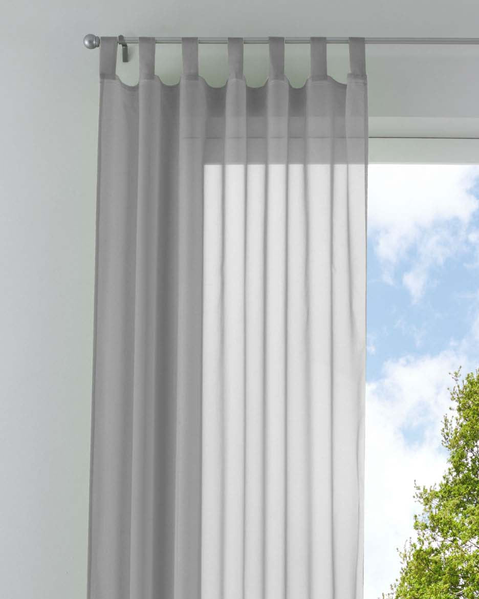 Schlaufenschal Gardine uni transparent Voile 61175 Grau HxB 245x140 cm Gardinenschal 61175grau | girdainenbox.com