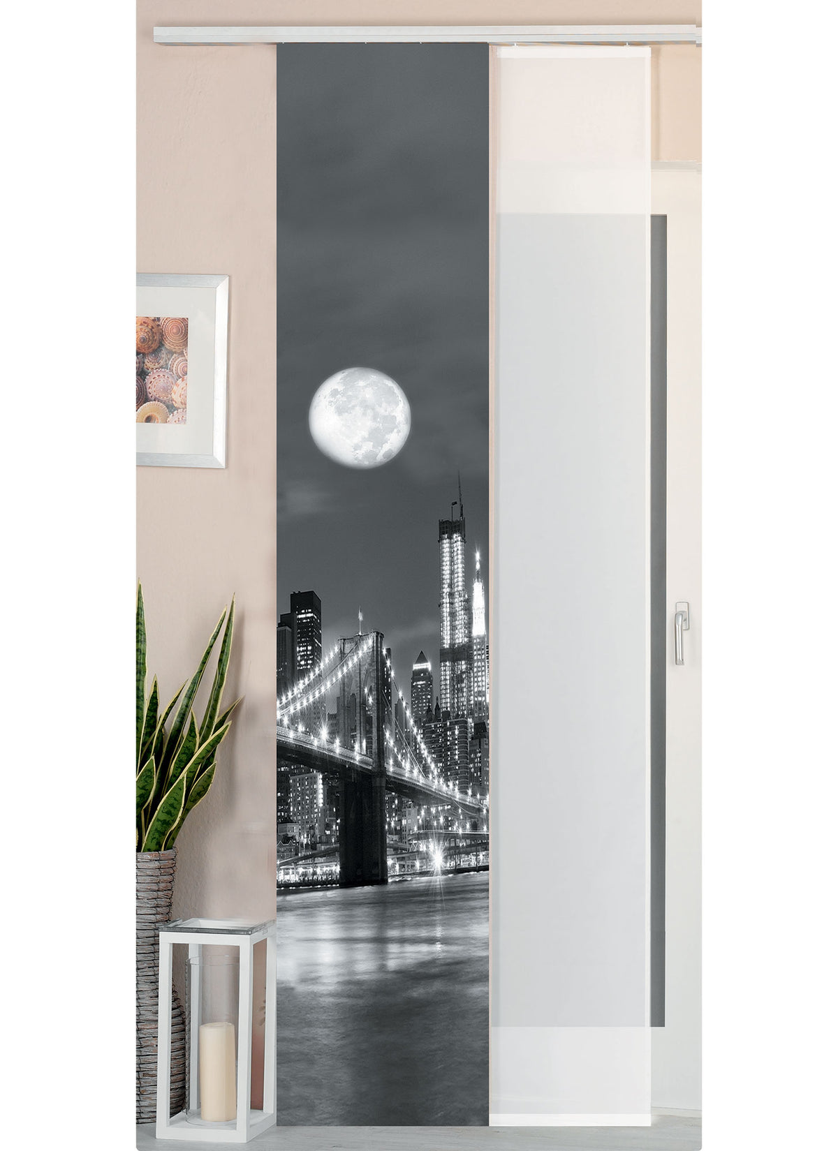 2er Set Schiebegardine Flächenvorhang Wildseide Optik und Voile Paneel 80400 Brücke Schiebegardine 80400bruecke | girdainenbox.com