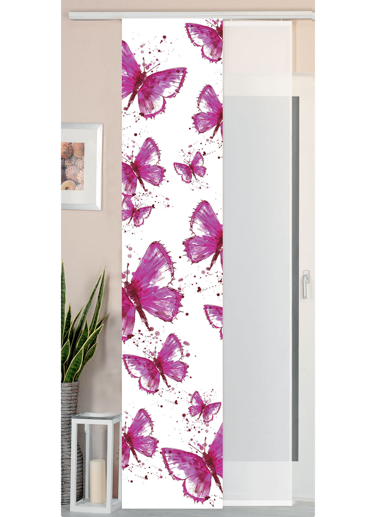 2er Set Schiebegardine Flächenvorhang Wildseide Optik und Voile Paneel 80400 Butterfly Schiebegardine 80400butterfly | girdainenbox.com
