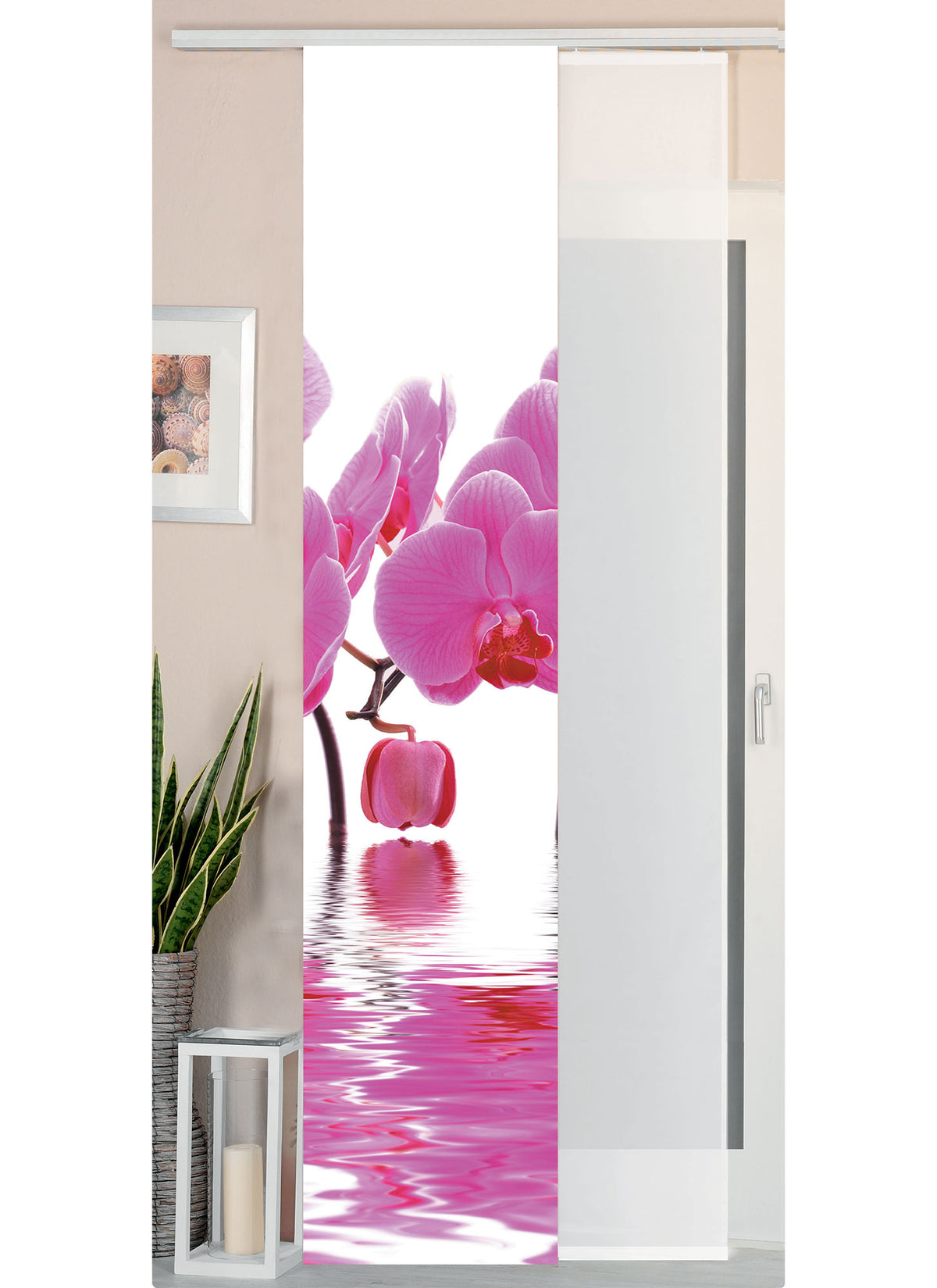 2er Set Schiebegardine Flächenvorhang Wildseide Optik und Voile Paneel 80400 Orchidee Pink Schiebegardine 80400orchidee_pink | girdainenbox.com