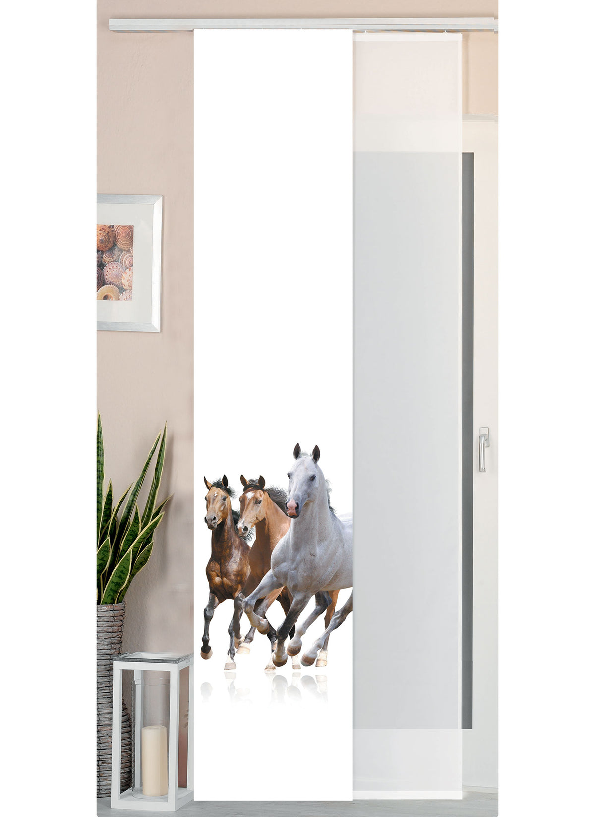 2er Set Schiebegardine Flächenvorhang Wildseide Optik und Voile Paneel 80400 Pferde Schiebegardine 80400pferde | girdainenbox.com