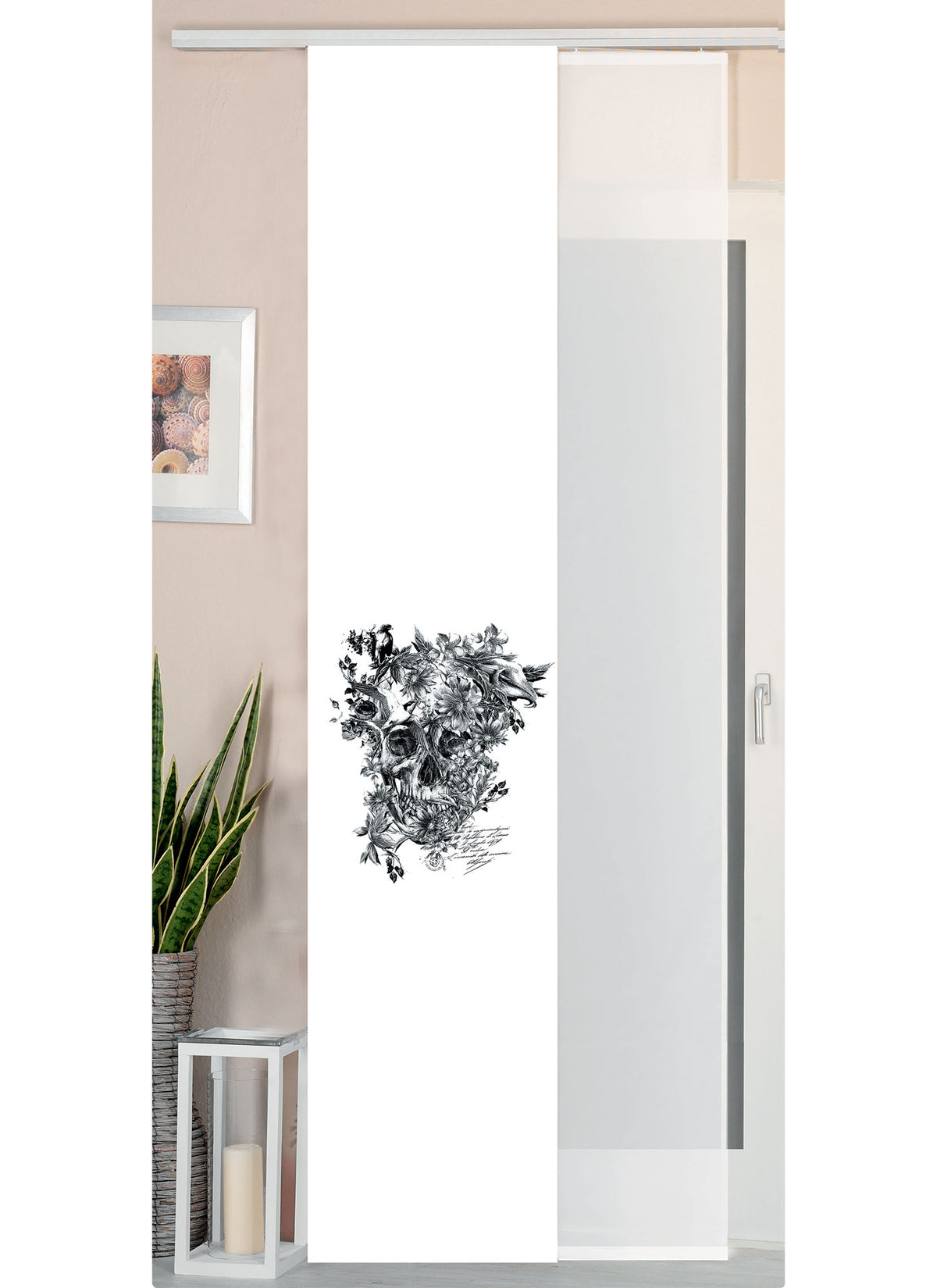 2er Set Schiebegardine Flächenvorhang Wildseide Optik und Voile Paneel 80400 Tattoo Schiebegardine 80400tattoo | girdainenbox.com