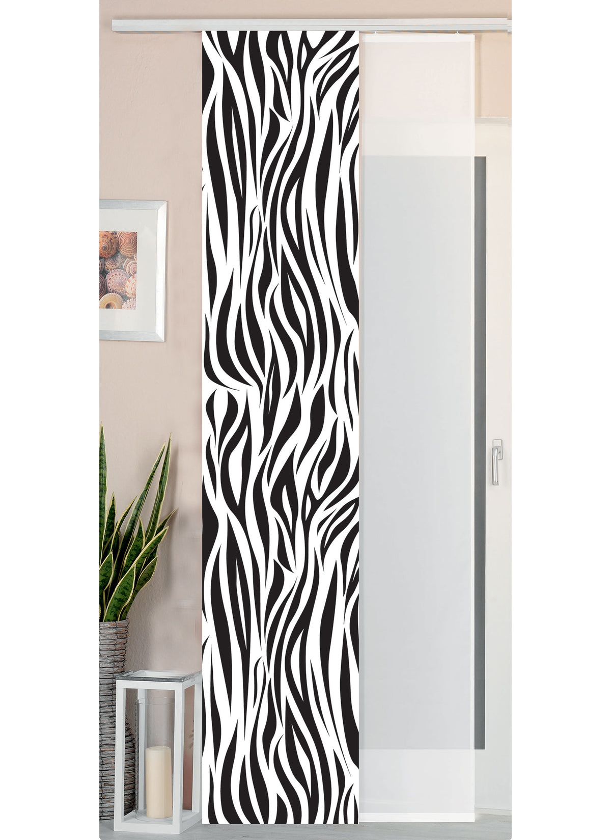 2er Set Schiebegardine Flächenvorhang Wildseide Optik und Voile Paneel 80400 Zebra Schiebegardine 80400zebra | girdainenbox.com