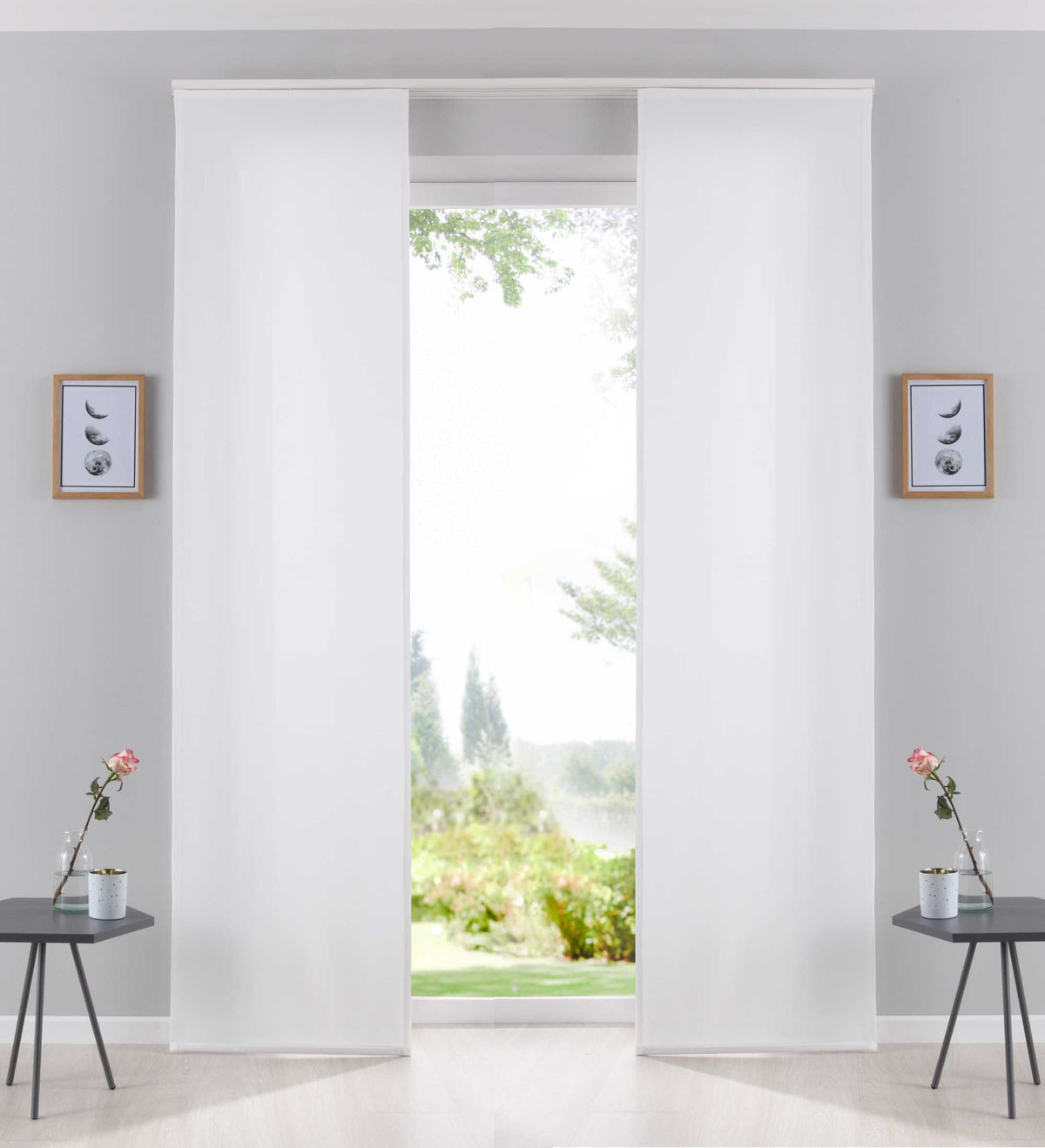 2er Pack Flächenvorhänge Schiebegardinen komplett Set Cationic blickdicht Leinen Optik natura seidenmatt Landhaus Stil 204411-2 Natur Schiebegardine Fl_chenvorh_nge_natur | girdainenbox.com