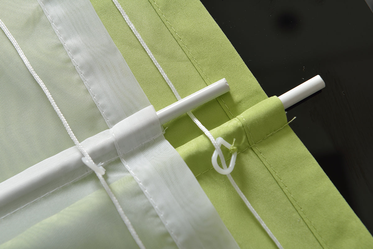 Doppel Raffrollo Palma Microsatin matt Voile Faltgardinen Faltrollo Schlaufenrollo mit Universalgardinenband 20410 Raffrollo Img35837 | girdainenbox.com
