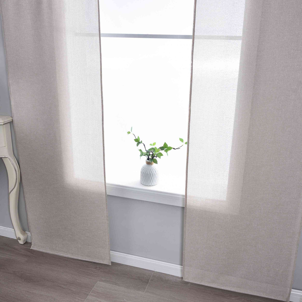 Halbtransparente Schiebegardine mit Paneelwagen »Leipzig« Kettenmuster lichtdurchlässig elegante Struktur 202450P Schiebegardine Img7558 | girdainenbox.com