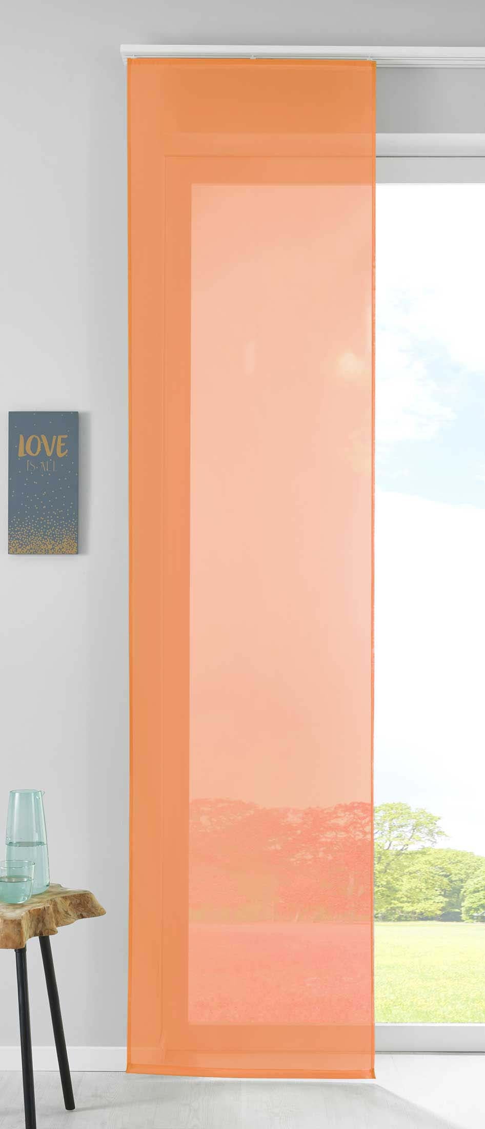 1er Set Schiebegardine Flächenvorhang Vorhang Gardine Voile Komplett mit Paneelwagen Beschwerungsstange 85589N Orange Schiebegardine Schiebegardine_orange | girdainenbox.com