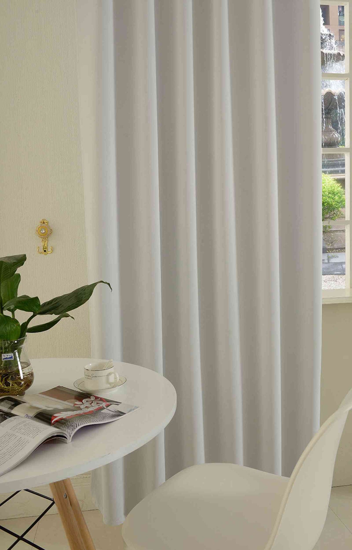Verdunkelungsvorhang Schlaufen »Stein« HxB 245x135 cm Stein Blackout Matt Uni Kräuselband 20610X Vorhang verdunkelungsvorhang-stein-in-wohnzimmer-mit-tisch | girdainenbox.com