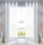 Gardine Ösen Schal Vorhang POMPEI Relief Stickerei Transparent Raffhalter 10000178 Blatt Weiß 2er-Pack HxB 225x140 cm Gardinenschal 10000178blatt_weiss-2_8518babf-7136-4baf-a77f-b6eb2610e439 | girdainenbox.com