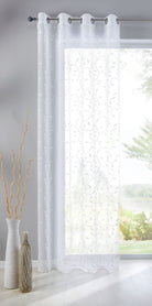 Gardine Ösen Schal Vorhang POMPEI Relief Stickerei Transparent Raffhalter 10000178 Blatt Weiß 1er-Pack HxB 175x140 cm Gardinenschal 10000178blatt_weiss_bd5bfb5e-c3ce-4f7f-af34-62e7cdd75d38 | girdainenbox.com