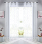 Gardine Ösen Schal Vorhang POMPEI Relief Stickerei Transparent Raffhalter 10000178 Linie Weiß 2er-Pack HxB 245x140 cm Gardinenschal 10000178linie_weiss-2 | girdainenbox.com