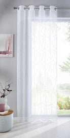 Gardine Ösen Schal Vorhang POMPEI Relief Stickerei Transparent Raffhalter 10000178 Linie Weiß 1er-Pack HxB 245x140 cm Gardinenschal 10000178linie_weiss | girdainenbox.com