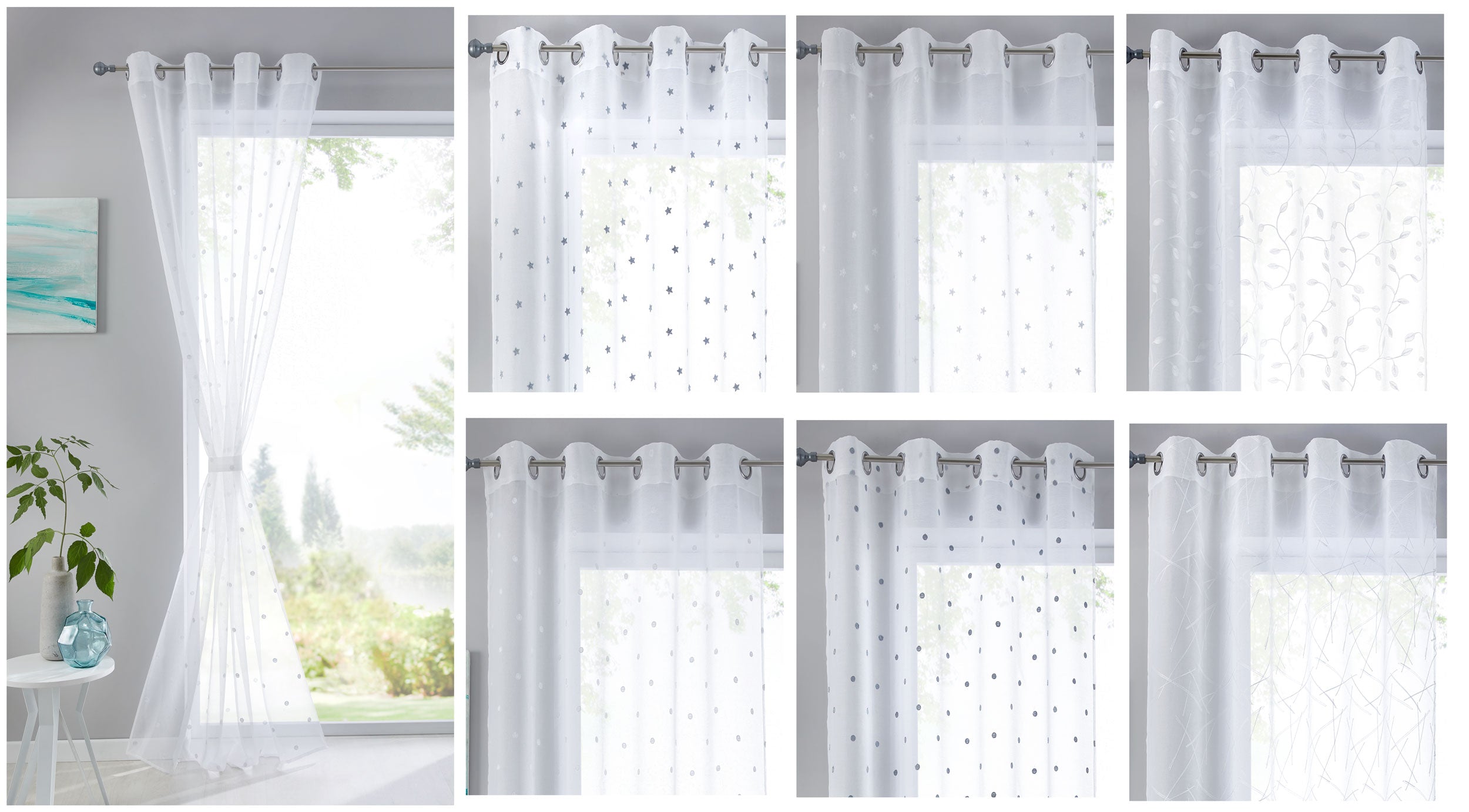 Gardine Ösen Schal Vorhang POMPEI Relief Stickerei Transparent Raffhalter 10000178 Gardinenschal 10000178var | girdainenbox.com