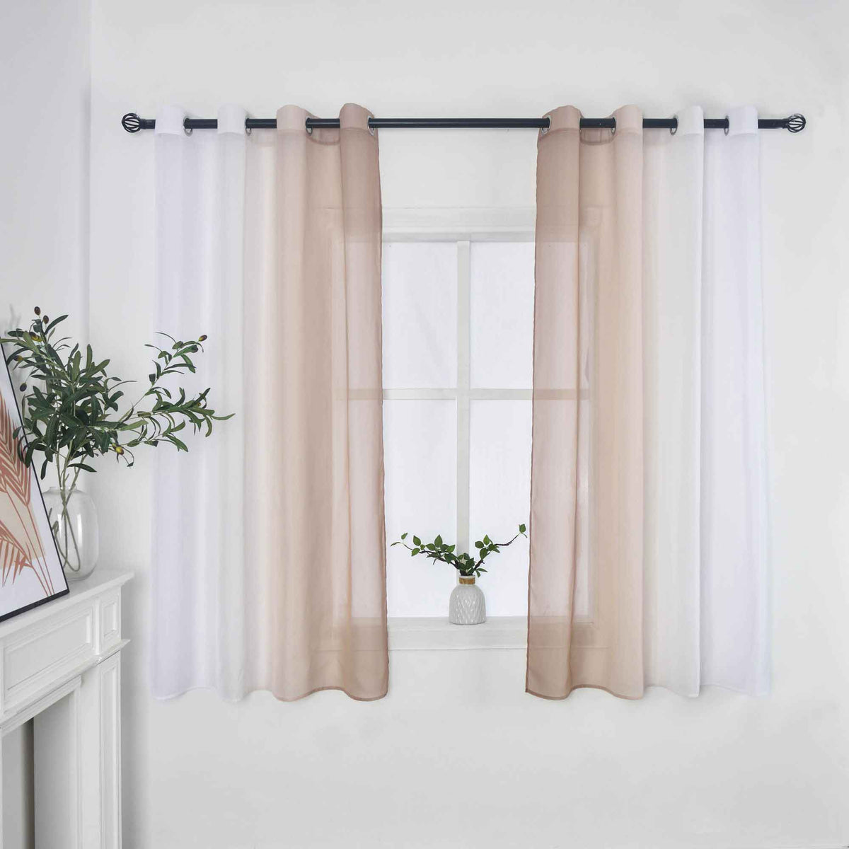 2er Pack Gardinen Vertikal Farbverlauf Druck Transparent »Modena« mit Ösen und Raffhalter, Vorhang, Dekoschal 10000183 Gardinen Set 10000183brauntoene-145_5fc8968e-748e-4edc-8051-0b9d7fb070e9 | girdainenbox.com