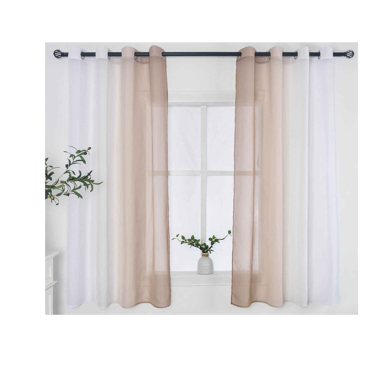 2er Pack Gardinen Vertikal Farbverlauf Druck Transparent »Modena« mit Ösen und Raffhalter, Vorhang, Dekoschal 10000183 Gardinen Set 10000183brauntoene-145crop_d7d3743e-1d70-4ae5-aeb1-fe5a62e40ff7 | girdainenbox.com