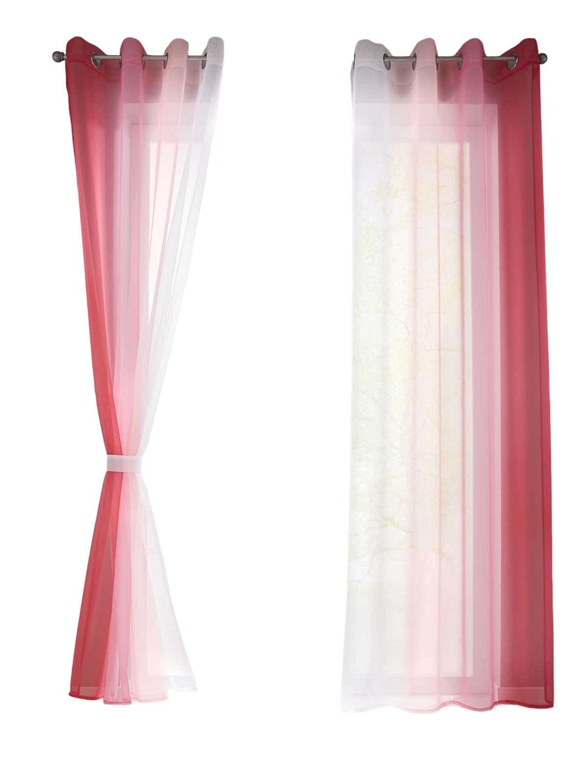 2er Pack Gardinen Vertikal Farbverlauf Druck Transparent »Modena« mit Ösen und Raffhalter, Vorhang, Dekoschal 10000183 Gardinen Set 10000183rosatoene-crop | girdainenbox.com