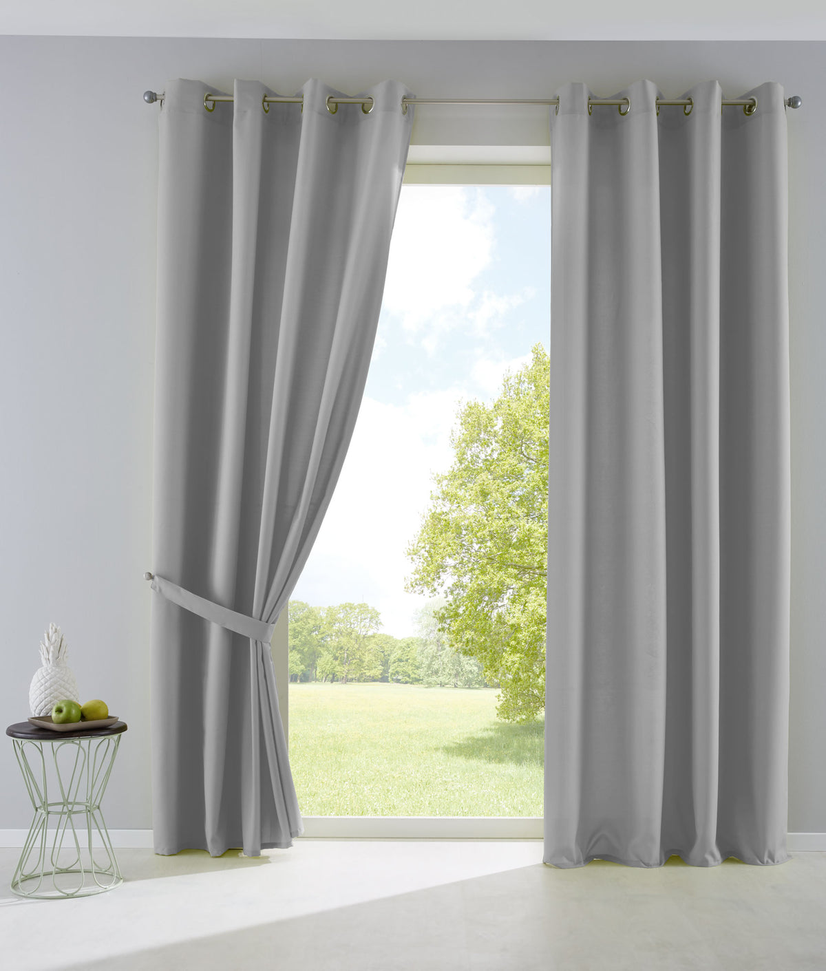 2er Set Vorhänge Blickdicht Gardinen Matt Lichtdurchlässig »PALERMO« mit Ösen und Raffhalter Dekoschal 10000265-2 Grau HxB 225x140 cm Vorhang Set 10000265-2grau_d5f46f9f-3795-440a-bac0-313ed7b782c8 | girdainenbox.com
