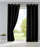 2er Set Vorhänge Blickdicht Gardinen Matt Lichtdurchlässig »PALERMO« mit Ösen und Raffhalter Dekoschal 10000265-2 Schwarz HxB 225x140 cm Vorhang Set 10000265-2schwarz_e9ac6551-e37e-48c6-9664-624a8d6e5970 | girdainenbox.com