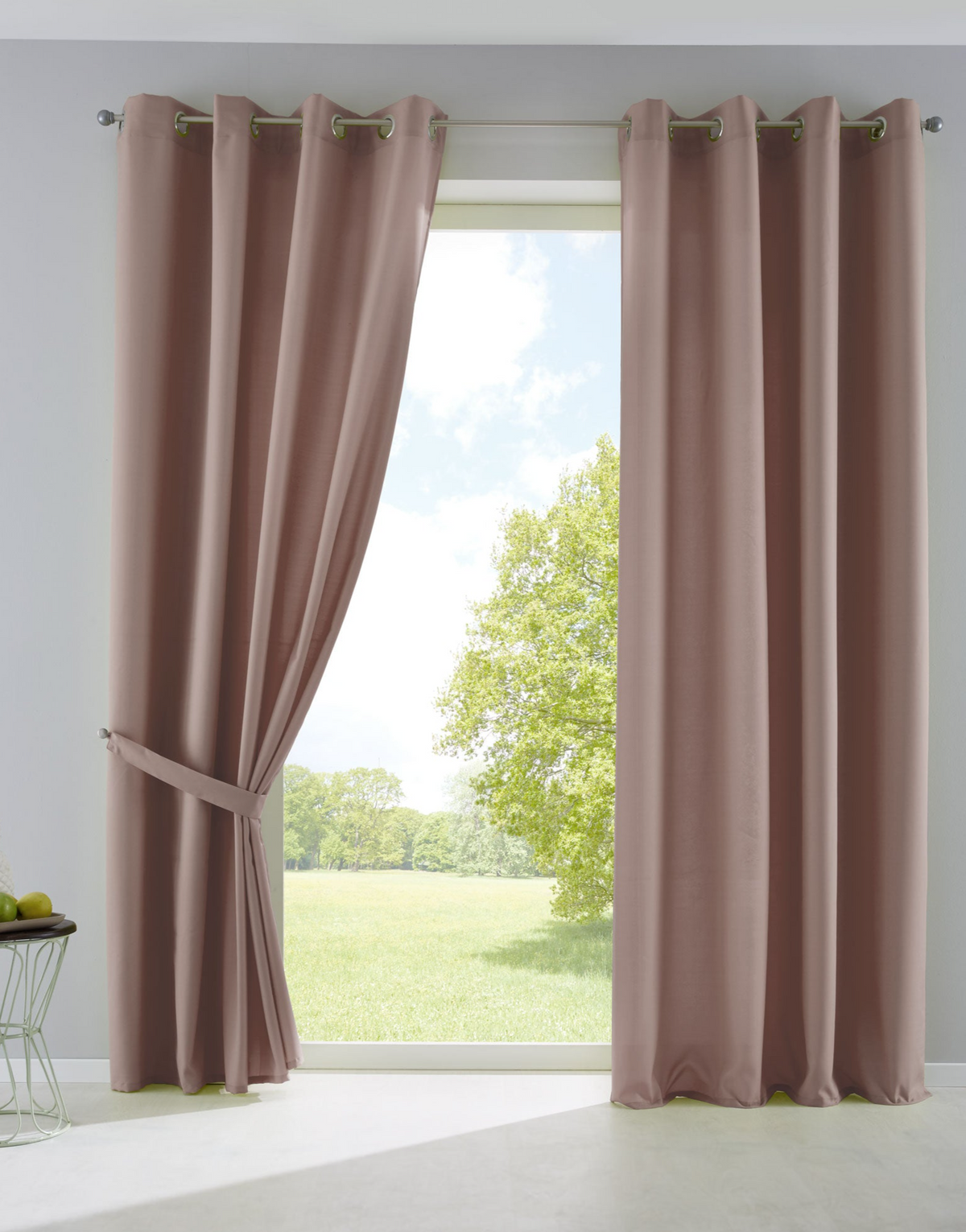 2er Set Vorhänge Blickdicht Gardinen Matt Lichtdurchlässig »PALERMO« mit Ösen und Raffhalter Dekoschal 10000265-2 Vorhang Set 10000265-2taupe_2024-05-02T13_30_00.014Z | girdainenbox.com