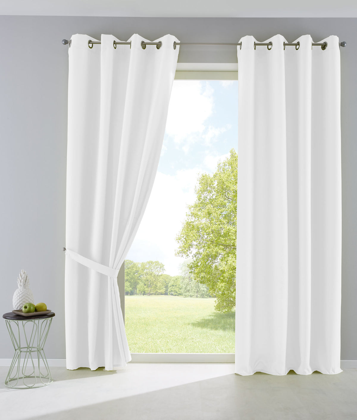2er Set Vorhänge Blickdicht Gardinen Matt Lichtdurchlässig »PALERMO« mit Ösen und Raffhalter Dekoschal 10000265-2 Weiß HxB 225x140 cm Vorhang Set 10000265-2weiss_8adeed65-4e6b-4885-8f74-cd43f0b30eb9 | girdainenbox.com